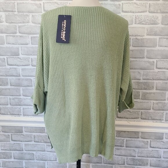 Anna Kaci Green Oversized Loose Knit Stretchy Sweater Casual Lagenlook NEW Large - Picture 3 of 7